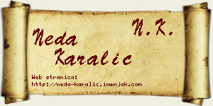 Neda Karalić vizit kartica